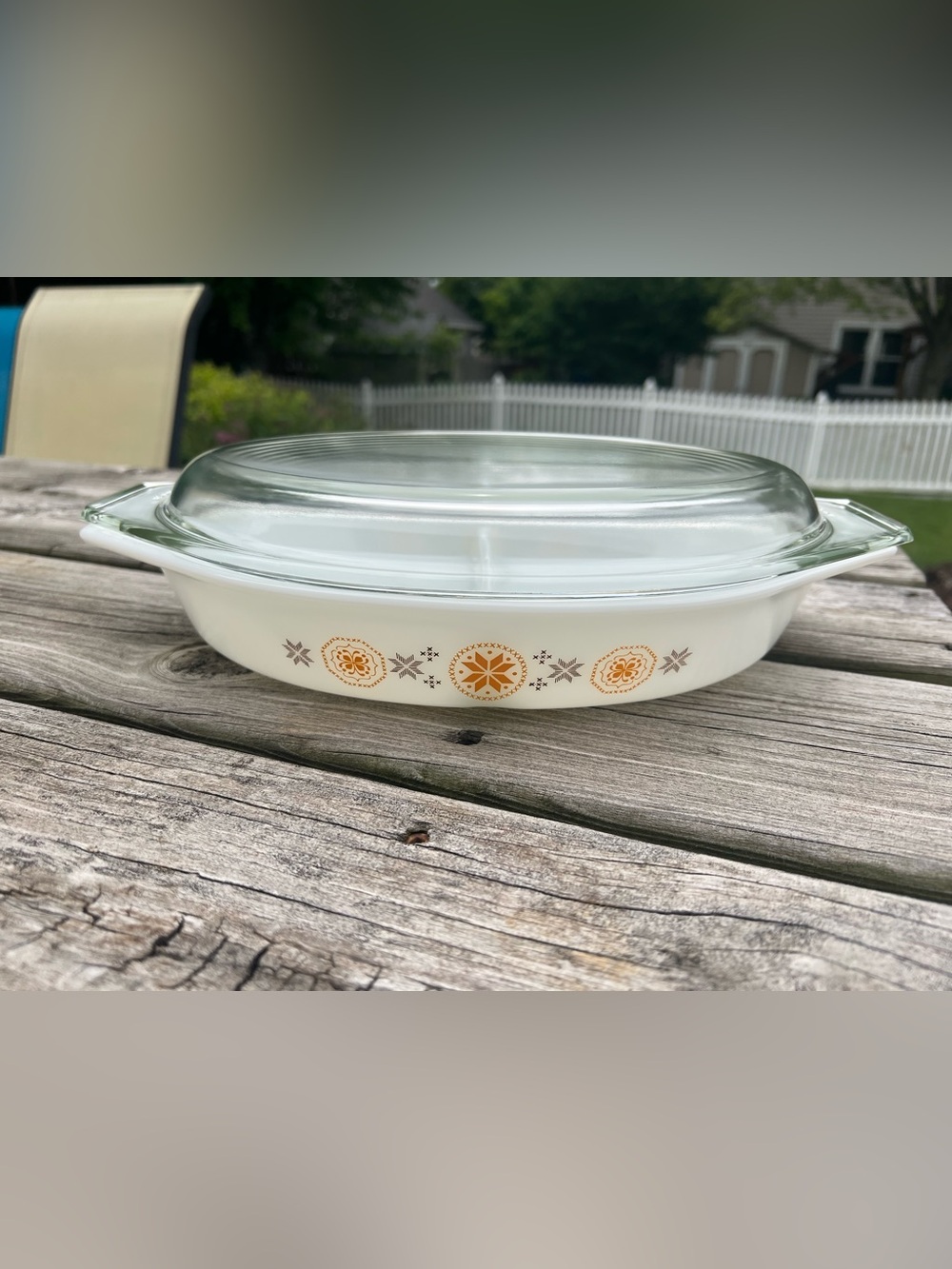 Vintage Pyrex Town & Country 1.5 Quart Divided Casserole Dish with Lid